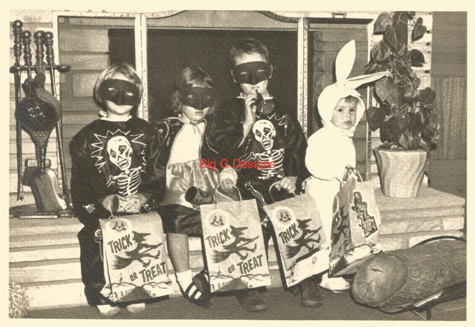 Vintage Black and White Halloween Photo Photograph Trick or | Etsy