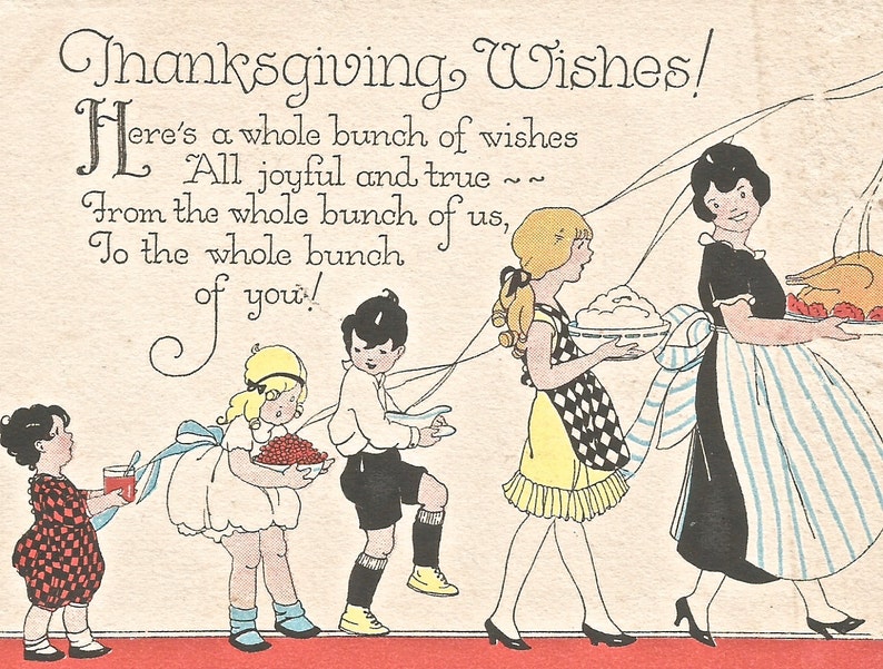 Vintage Art Deco Thanksgiving Card Digital Download Printable Etsy