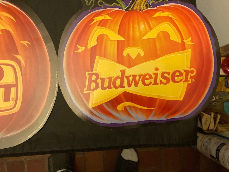 Lot of four Halloween Budweiser Bud Light beer pumpkin die cuts