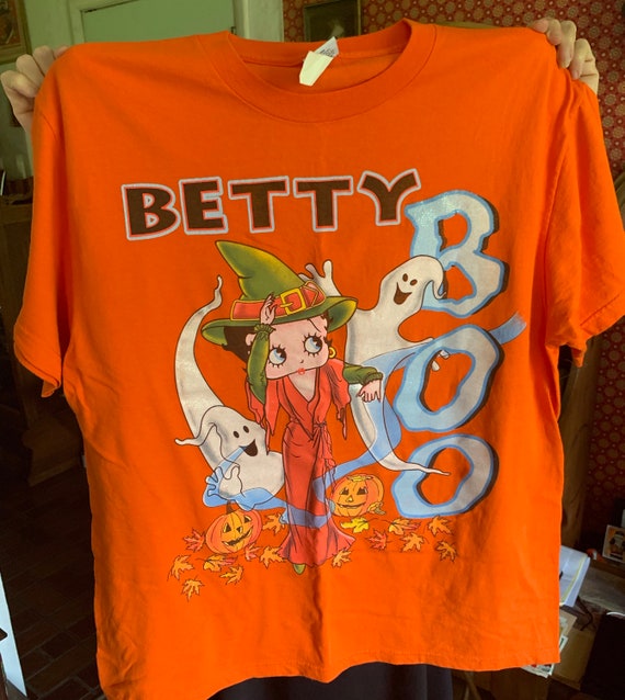 Vintage Orange Cotton Betty Boop Boo Halloween T Shirt Adult Etsy