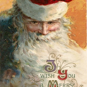Ancienne carte postale de Noël 1914 Père Noël téléchargement numérique image imprimable clip art
