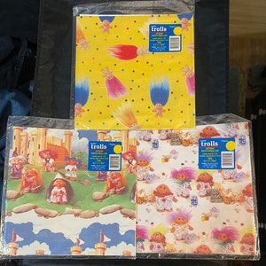 Three vintage packages Norfin troll gift wrap wrapping paper birthday Medieval