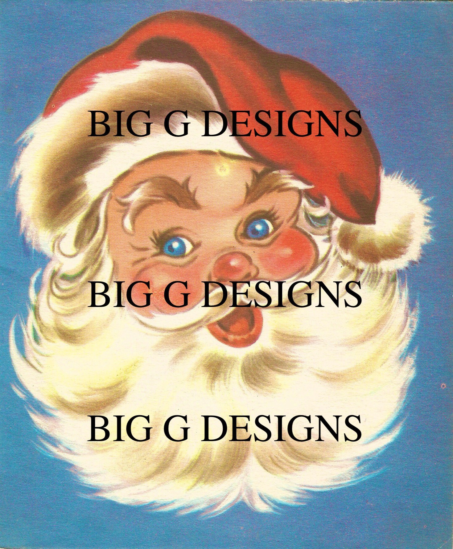 Smiling Santa Digital Download Of Jolly Santa Claus Face Vintage Christmas Card Happy Santa Face Printable!