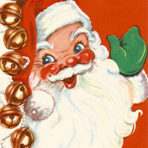Vintage retro Santa Claus Christmas card digital download printable image