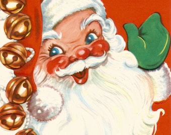 Vintage retro Santa Claus Christmas card digital download printable image clip art