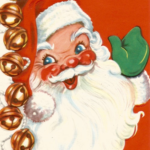 Vintage Retro Christmas Card Santa Claus Gift Digital Download - Etsy