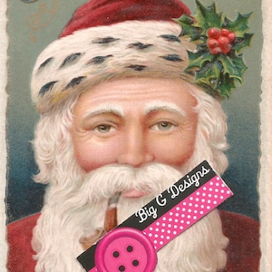 Antike vintage Weihnachtspostkarte Weihnachtsmann und Stechpalme digitaler Download druckbares sofortiges Bildclipart