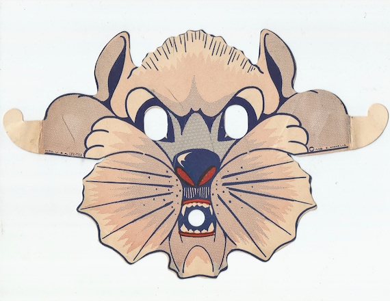 vintage retro halloween animal wolf cut out face mask digital etsy wolf cut out printable