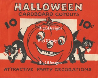 Vintage-Halloween-partydekorationen JOL schwarze Katze digitaler Download druckbares Bild ClipArt