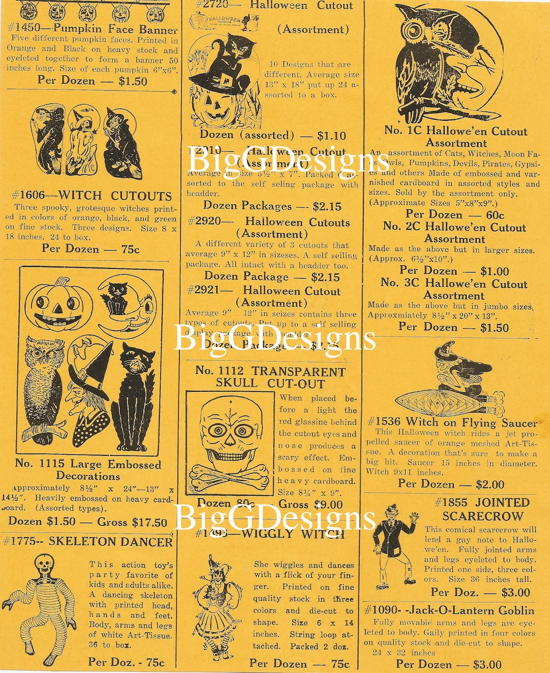 Vintage Halloween Catalog Catalogue Page Ad Advertisement Die Cuts Decorations Novelty Digital Download Printable Instant Image Clip Art Etsy