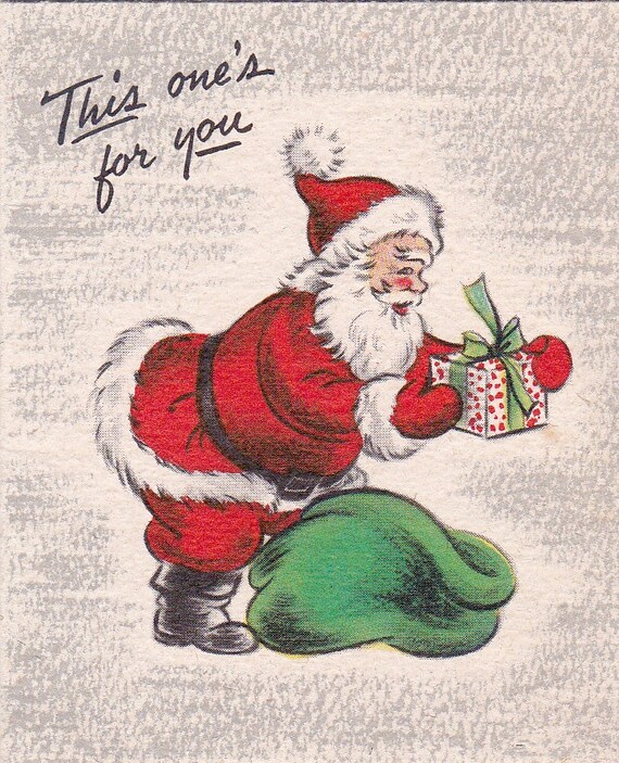 Vintage Retro Christmas Card Santa Claus Gift Digital Download | Etsy
