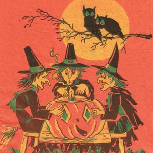 Immagine vintage di strega e zucca di Halloween (download digitale)