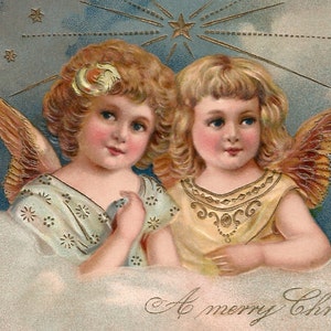 Antique Christmas angel postcard digital download printable instant image clip art