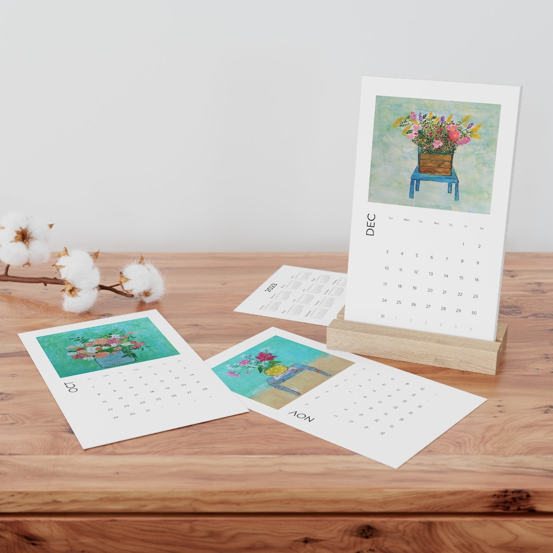 Floral Art Vertical Desk Calendar 2023 Botanical Calendar - Etsy
