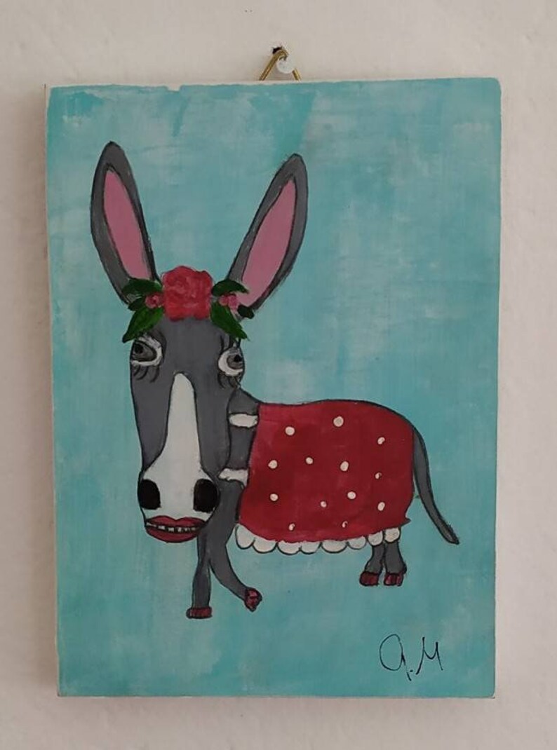 Funny donkey painting Funny animal art Quirky home decor Etsy