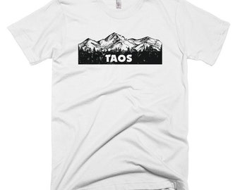 Taos-Retro-Ski-Berg Skizze Kurzarm T-Shirt