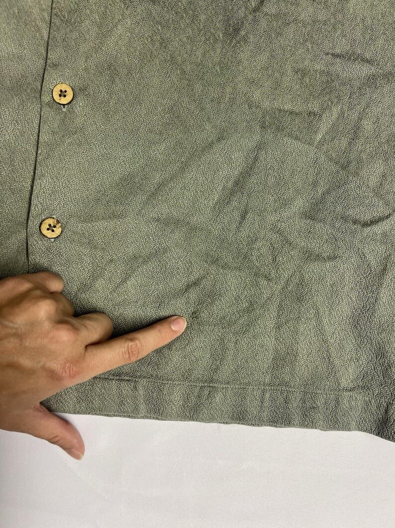 Tommy Bahama Men’s Silk Blend Short Sleeve Button Down Shirt Sage Green Size M image 7