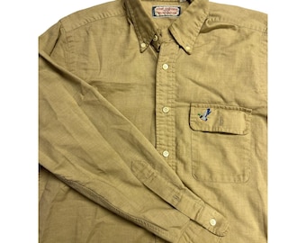 VTG Flying Scotsman Mallard Collection M Chemise boutonnée marron clair canard brodé