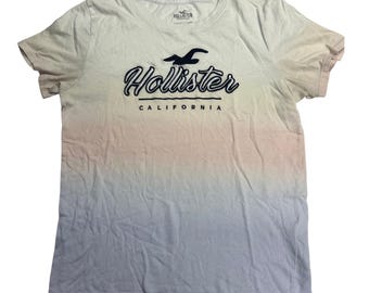 An 2000 T-shirt Hollister California Ombre Dip Dye pour Femme M brodé