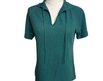 Polo Talbott Traveller texturé bleu sarcelle pour femmes à manches courtes Union Tag