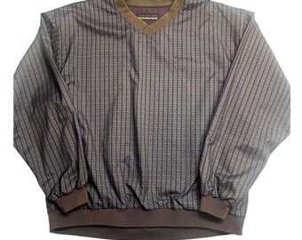 VTG Forresters Outerwear Pull coupe-vent de golf à carreaux marron et bleu pour homme