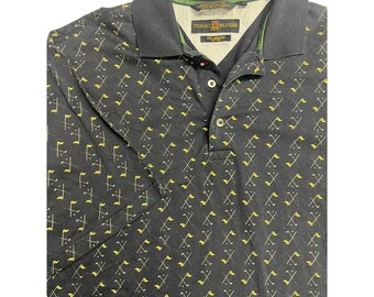 vintage Tommy Hilfiger Polo en coton mercerisé bleu marine pour homme, motif club de golf