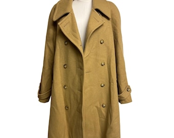 Caban croisé en laine camel pour femmes vintage, taille 12 Old Money classique