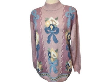 vintage Alfred Dunner Floral Sweater XL Rose Cottagecore Grandmacore Knit