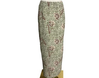 vintage Jupe longue fleurie vert sauge taille haute USA Made Romantic Cottage