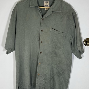 Tommy Bahama Men’s Silk Blend Short Sleeve Button Down Shirt Sage Green Size M image 1
