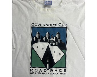 vintage Governors Cup 1999 T-shirt blanc pour homme XL coton simple couture course