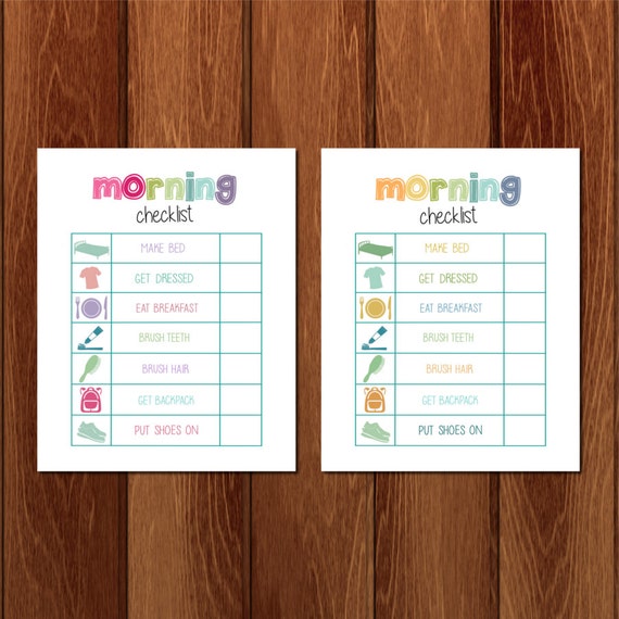 Morning checklist printable, Instant Download