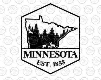 Minnesota State SVG, Nature, Deer, Eagle, Digital download, Silhouette, svg, MN, png, dxf, eps, Minnesota, MN svg, badge