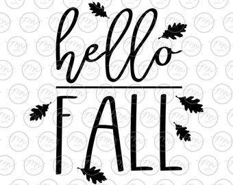 Hello Fall Svg, Digital Clipart, Svg Files For Cricut, Silhouette Cut Files, Sayings, Hello Autumn svg, png, eps, Hello Fall, Pumpkin, fall