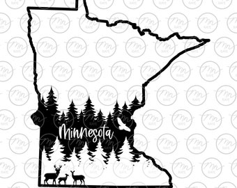 Trees Minnesota svg, Nature svg, Outdoor svg, Nature silhouette, svg, png, Treeline, MN, Minnesota, Silhouette, Minnesota svg, dxf, Antler