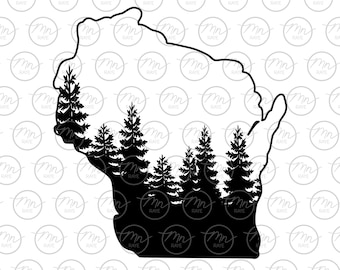 Pine Tree Wisconsin svg, Nature svg, Outdoor svg, Nature silhouette, svg, png, Treeline, WI, Wisconsin, mn svg, Wisconsin svg, dxf, WI DXF