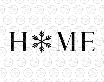 Home Snowfake svg, Nature svg, Outdoor svg, Nature silhouette, svg, png, Home, House, Snowflake, Winter, Holiday, home for the holidays