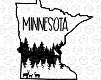 Minnesota svg, Nature svg, Outdoor svg, Nature silhouette, svg, png, Treeline, MN, Minnesota, Minnesota svg, dxf, Antler, Handwritten