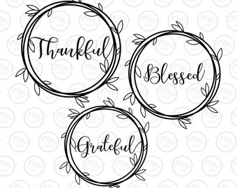 BUNDLE - Thankful, Grateful, Blessed Svg, Digital Clipart, Svg Files For Cricut, Silhouette Cut Files, Sayings, Sign, Fall, Autumn