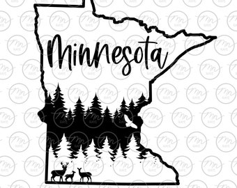 Minnesota svg, Nature svg, Outdoor svg, Nature silhouette, svg, png, Treeline, MN, Minnesota, Script, Minnesota svg, dxf, Antler, cursive