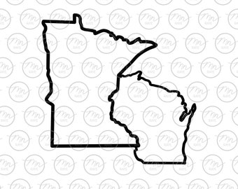 Minnesota Wisconsin svg, Minnesota svg, Wisconsin svg, silhouette, svg, png, MN, Minnesota, WI, Wisconsin, Minnesota Wisconsin Merge