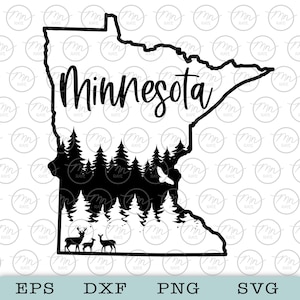 Minnesota SVG | Nature Outdoor SVG | State Forest Silhouette Cut File | Minnesota Camping Clipart | Wildlife Cricut File | Instant Download