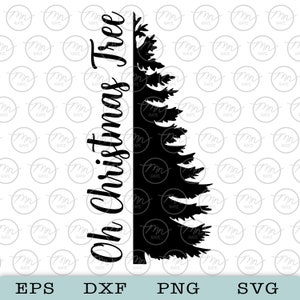 Oh arbre de Noël svg, clipart numérique, fichiers pour Cricut, fichiers de coupe silhouette, dictons, svg vacances, png, eps, svg de Noël, arbre svg, dxf