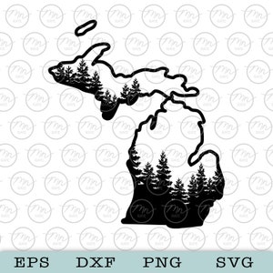 Pine Tree Michigan svg, natuur svg, buiten svg, natuur silhouet, svg, png, boomgrens, MI, Michigan, silhouet, Michigan svg, dxf