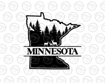 Minnesota State SVG, Nature, Deer, Eagle, Digital download, Silhouette, svg, MN, png, dxf, eps, Minnesota, MN svg