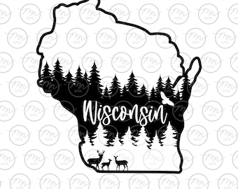 Trees Wisconsin svg, Nature svg, Outdoor svg, Nature silhouette, svg, png, Treeline, WI, Wisconsin, Silhouette, Wisconsin svg, dxf, Antler
