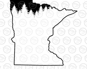 Minnesota treeline - 2 layer svg, Nature svg, Outdoor svg, svg, png, Treeline, MN, Minnesota, Silhouette, Minnesota svg, dxf, pine