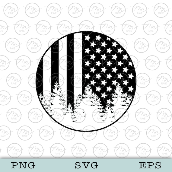 Download Pine Tree Circle American Flag Svg Digital Clipart Etsy