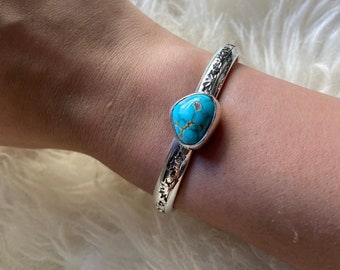 Thunderbird Turquoise and sterling silver cuff bracelet- XS/S