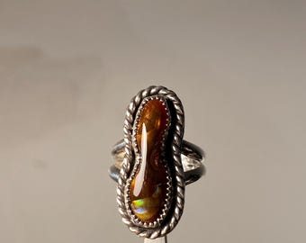 Mexican Fire Agate and Sterling Silver Ring Size 5.25